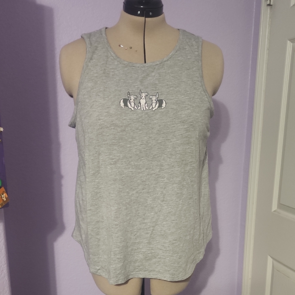 EUC ED Love Gray Sleeveless Tank Top with Dogs Graphic Design